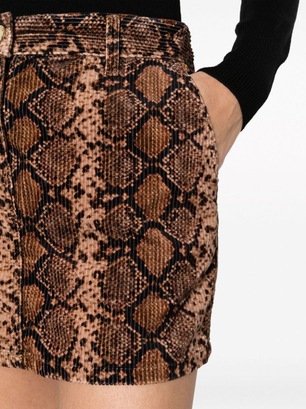 Shop Pinko Python-print Cotton Miniskirt In Brown