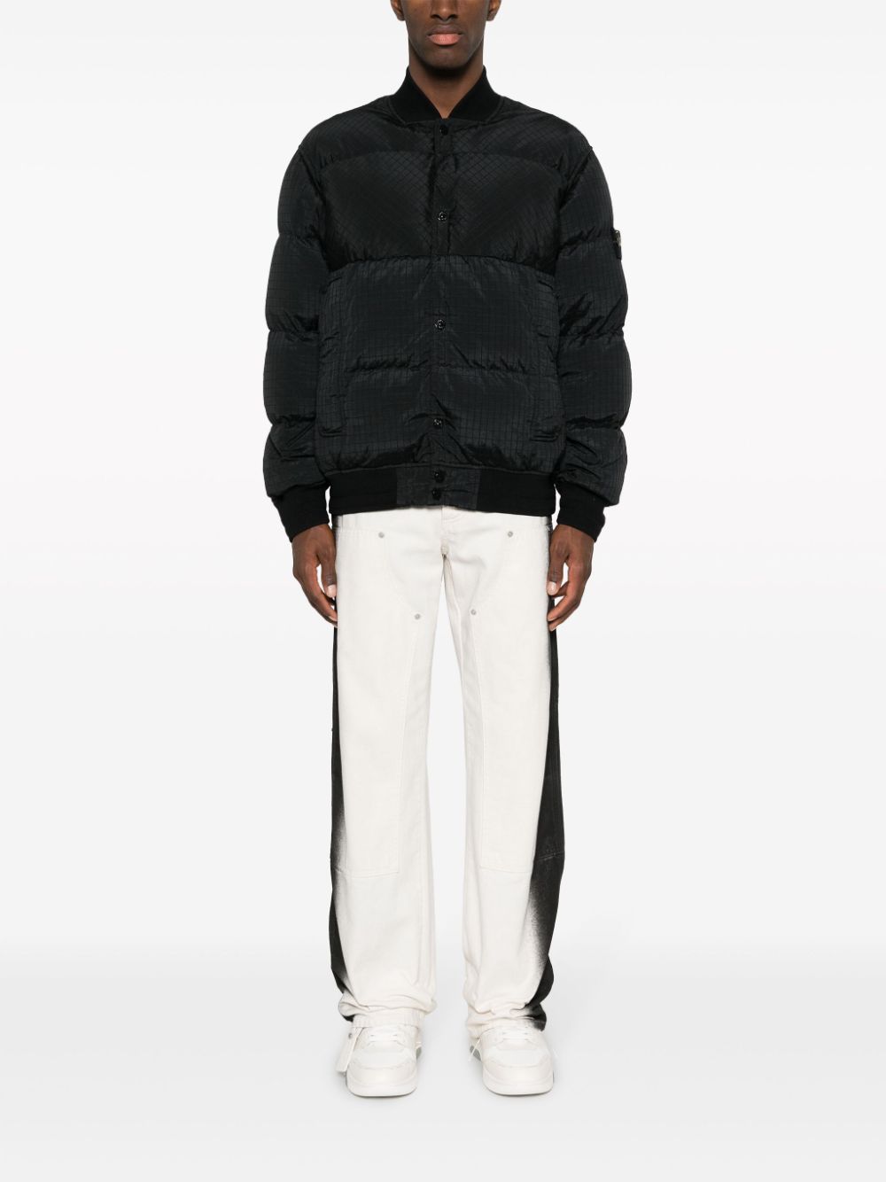 Stone Island Compass-appliqué quilted ripstop jacket - Zwart