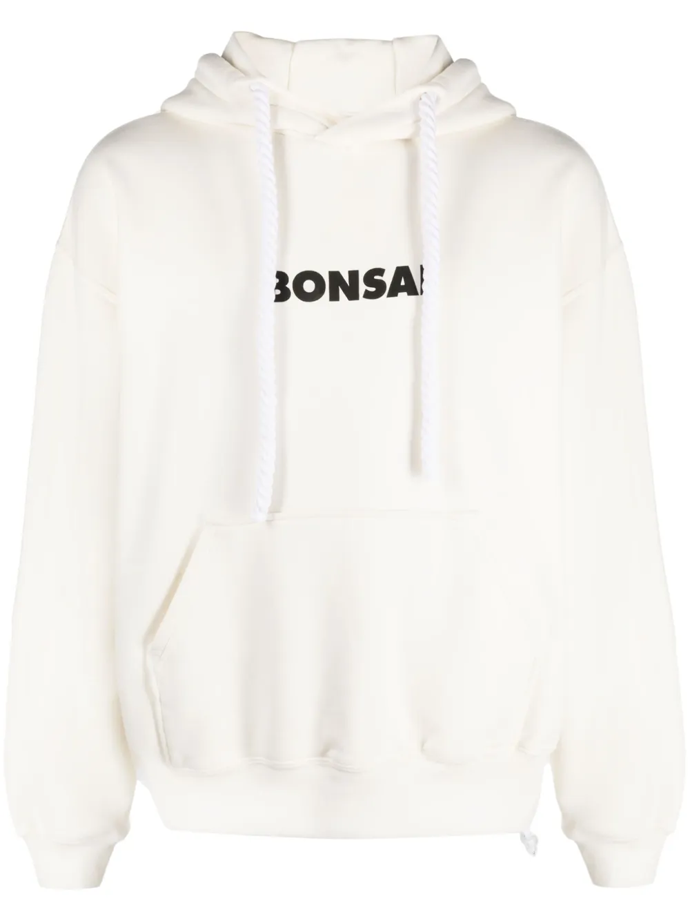Bonsai White Hoodie With Contrasting Logo Print In Cotton Man In 白色