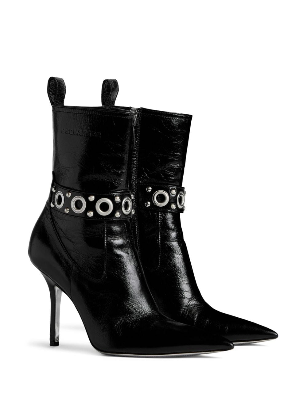 Shop Dsquared2 Gothic Eyelet-embellished Leather Ankle Boots In Black