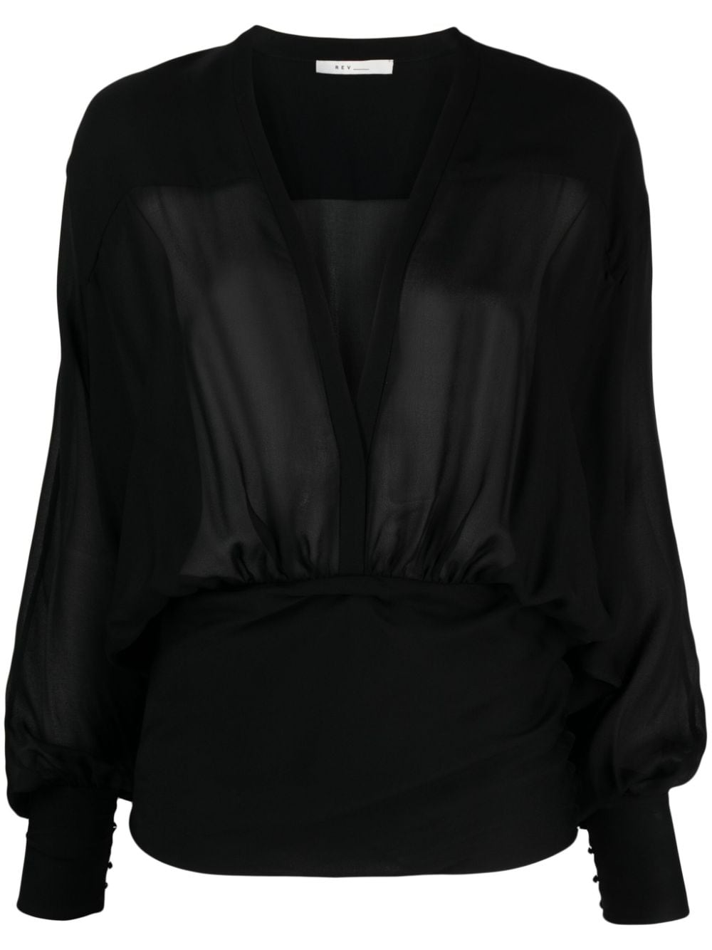 REV V-neck gathered blouse - Nero