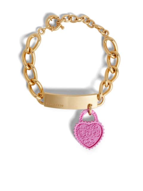 Dsquared2 heart-pendant chain-link bracelet 