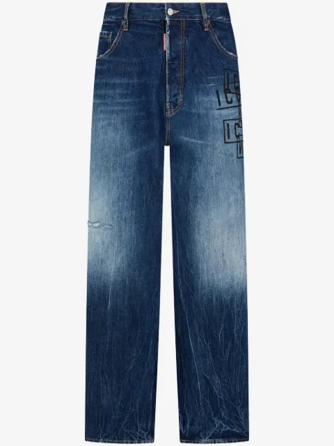 DSQUARED2 Gerade High-Waist-Jeans mit "Icon"-Print