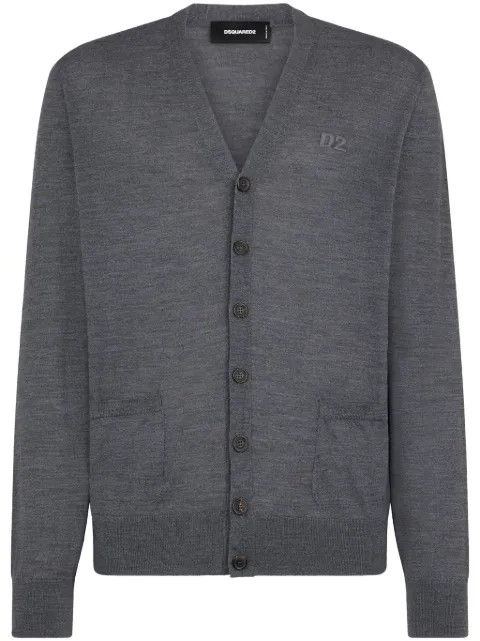 DSQUARED2 logo-embroidered virgin wool cardigan Men
