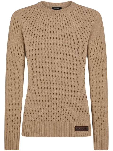 DSQUARED2 logo-patch pointelle-knit jumper
