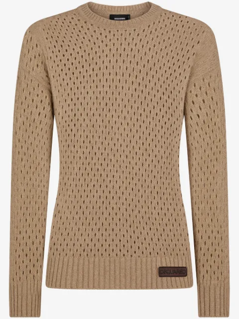 DSQUARED2 logo-patch pointelle-knit jumper