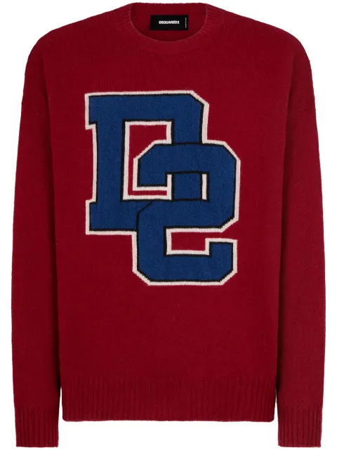 DSQUARED2 logo-intarsia wool-blend jumper