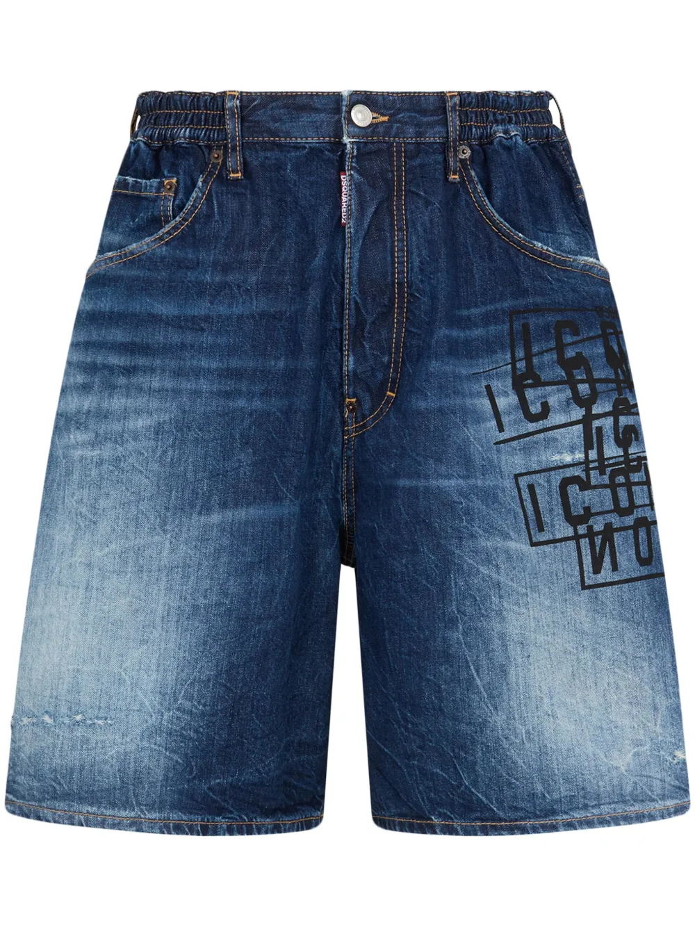 Dsquared2 Icon Logo-print Denim Shorts In Blue