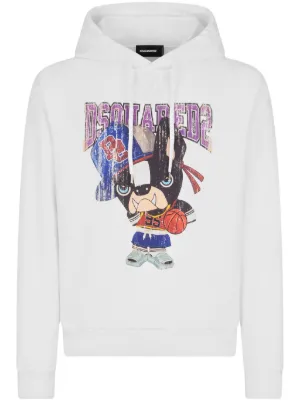 オムチャーハンDSQUARED2 グラフィックパーカー 白 黒２点 DSQUARED2 Tom Bianchi グラフィック パーカー | ホワイト | FARFETCH JP