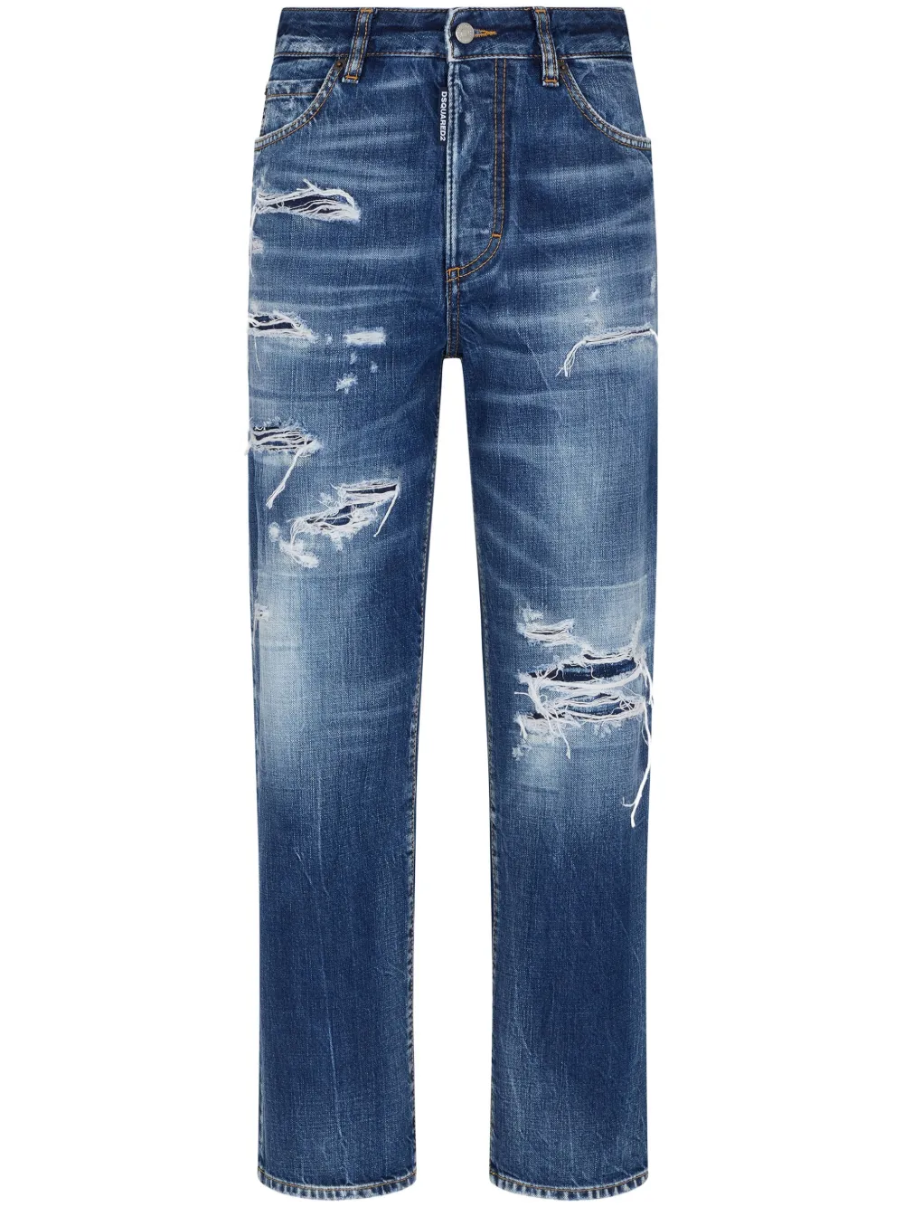 Dsquared2 Jeans dritti con effetto vissuto - Blu