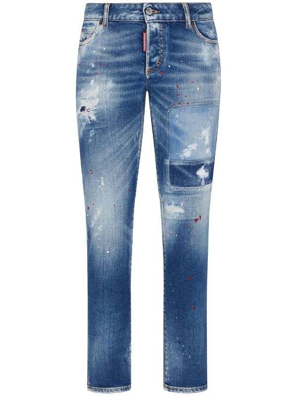 distressed slim-leg jeans