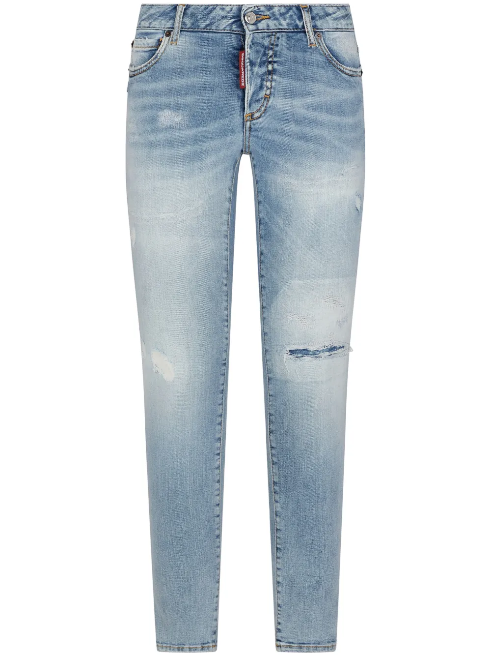 Dsquared2 Distressed Tapered Jeans In Blue