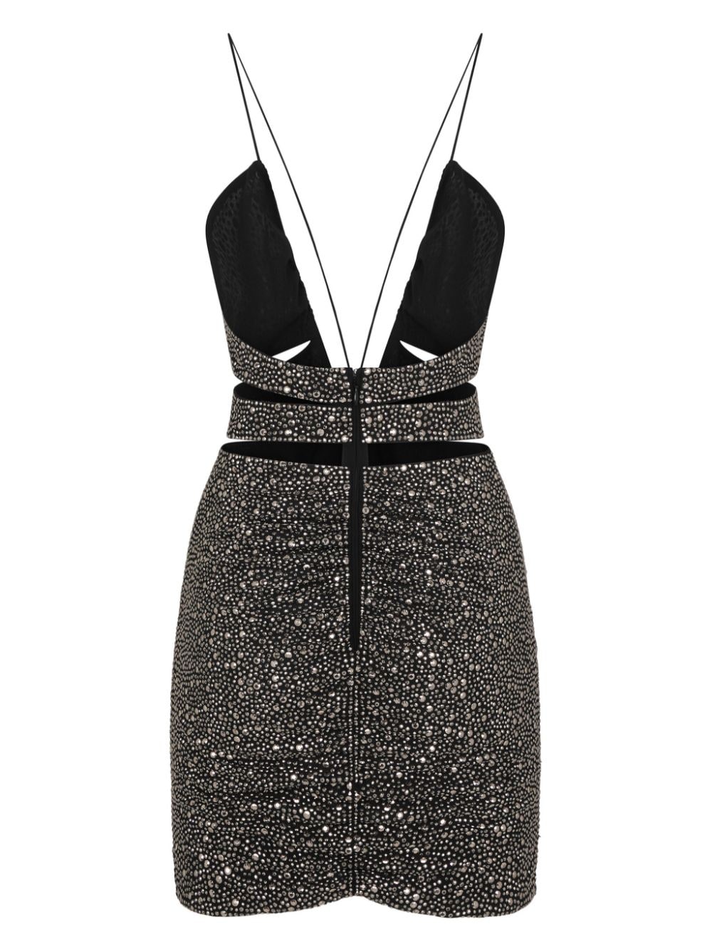 Shop Dsquared2 Crystal-embellished Ruched Minidress In Black