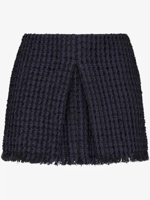 DSQUARED2 falda corta de tweed con dobladillo deshilachado