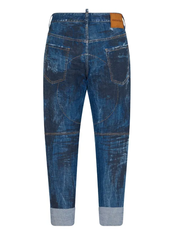 【DSQUARED2 】ダークブルーデニム DSQUARED2 Distressed Tapered Jeans | Blue | FARFETCH