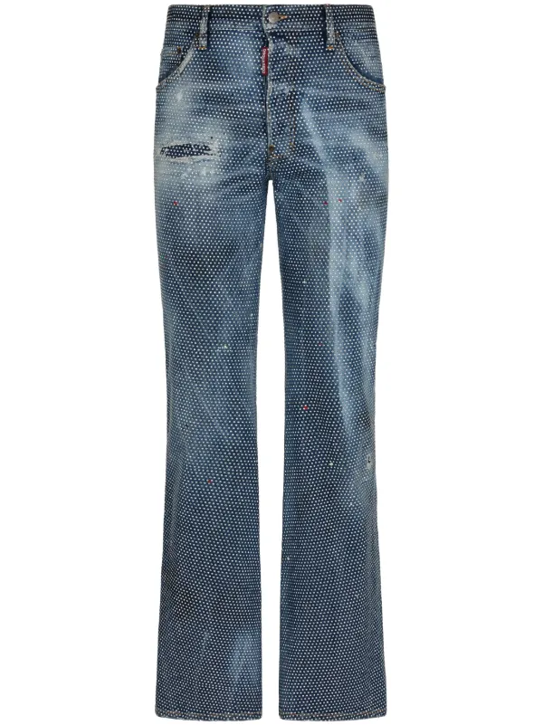 DSQUARED2 Embellished low-rise straight-leg Jeans Blue