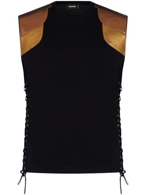DSQUARED2 top con paneles y agujetas