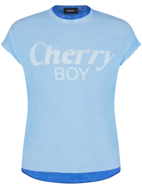 DSQUARED2 slogan-print layered ribbed T-shirt