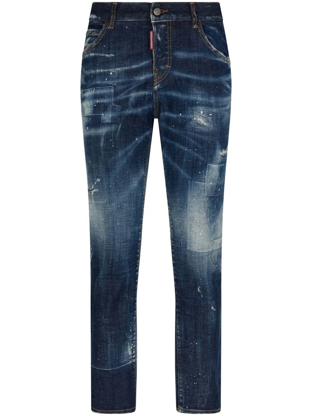 Dsquared2 Logo-patch Cotton-blend Tapered Jeans In Blue