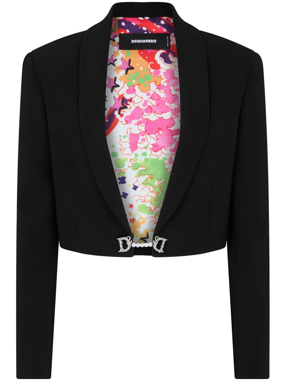 Shop Dsquared2 Logo-plaque Cropped Blazer In Black