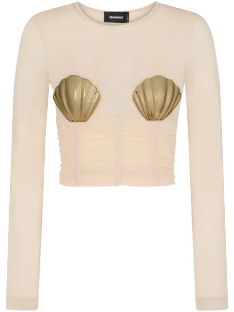 DSQUARED2 seashell-detail cropped top