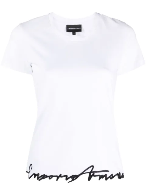 Emporio Armani logo-embroidered cotton T-shirt