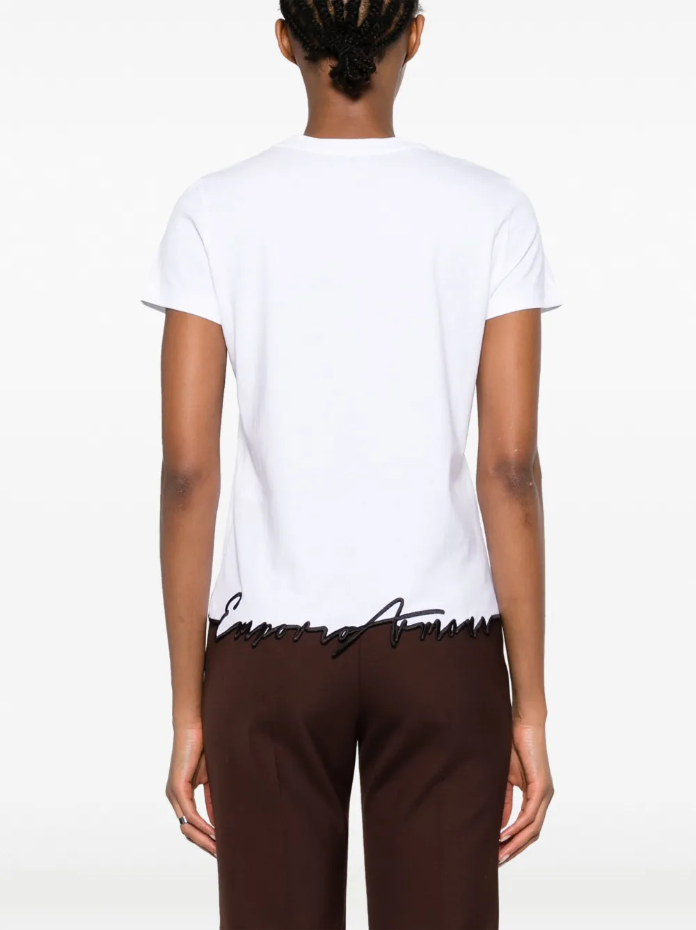 EMPORIO ARMANI LOGO-EMBROIDERED COTTON T-SHIRT