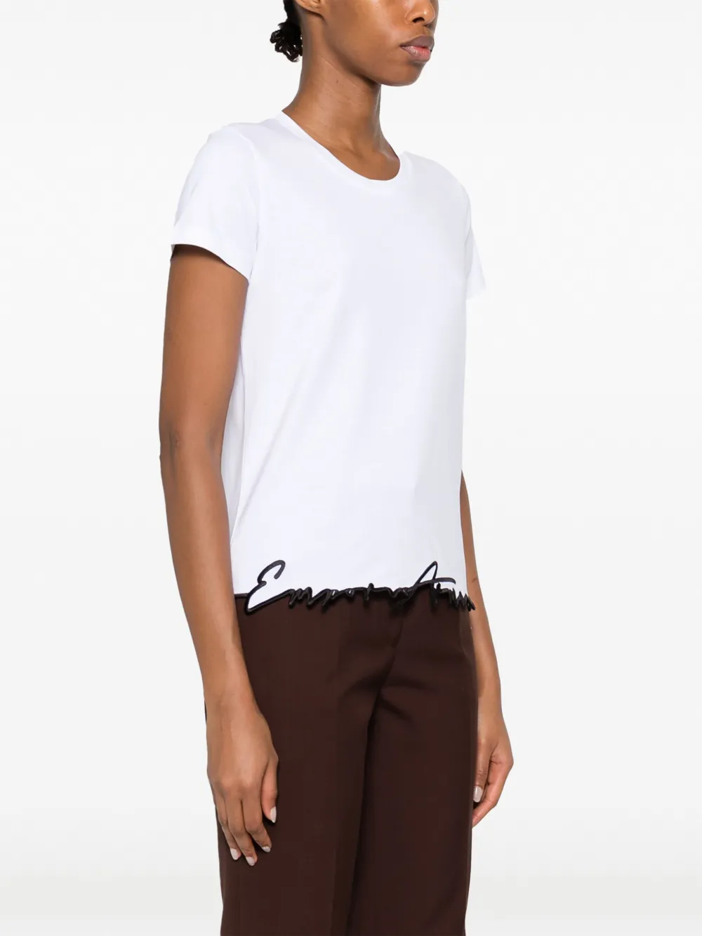 EMPORIO ARMANI LOGO-EMBROIDERED COTTON T-SHIRT