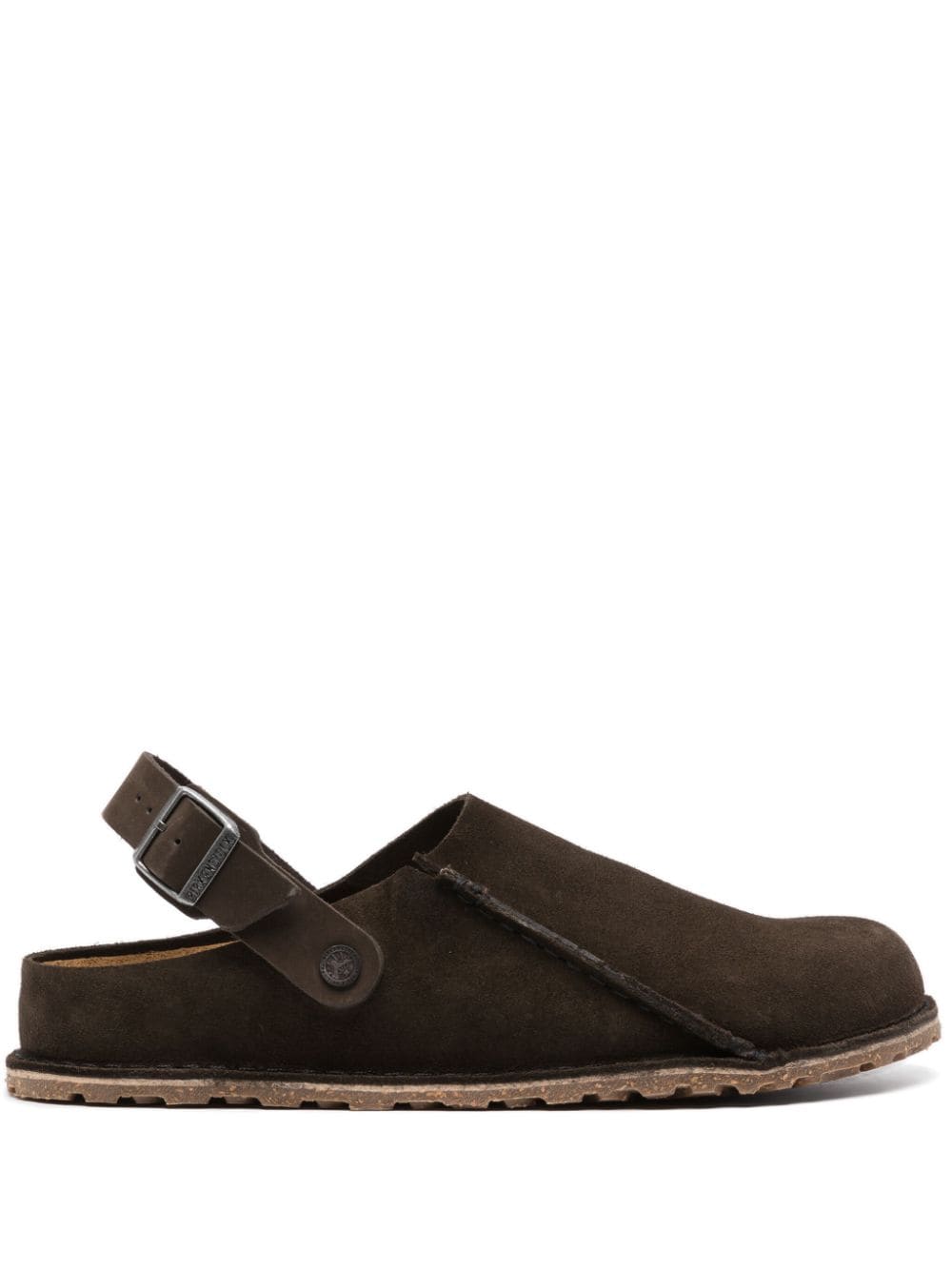 Shop Birkenstock Lutry Premium Suede Slippers In Brown