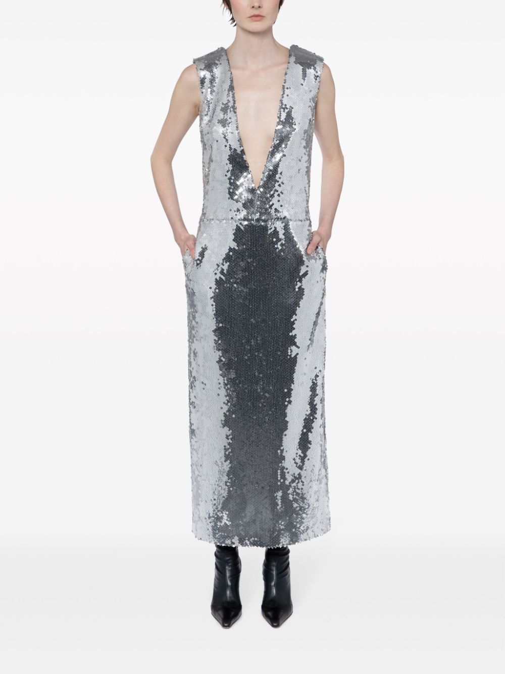 16Arlington Ares sequinned midi dress - Zilver