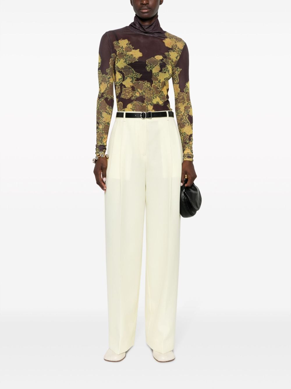 Shop Jil Sander High-waisted Flared Trousers In Yellow