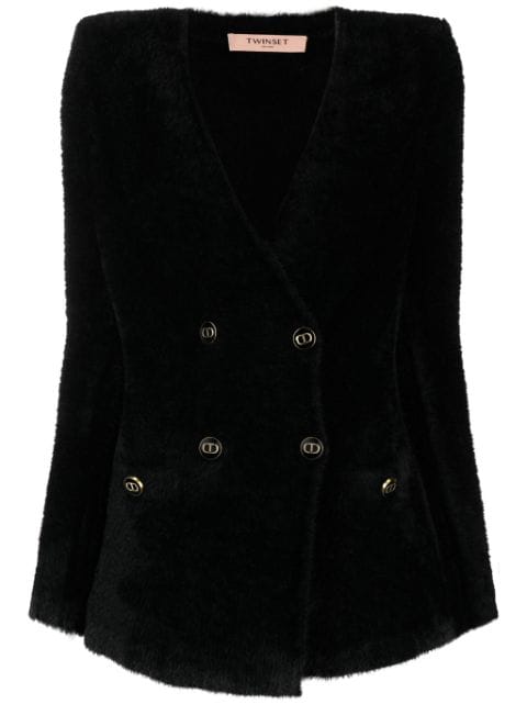 piled jacquard blazer