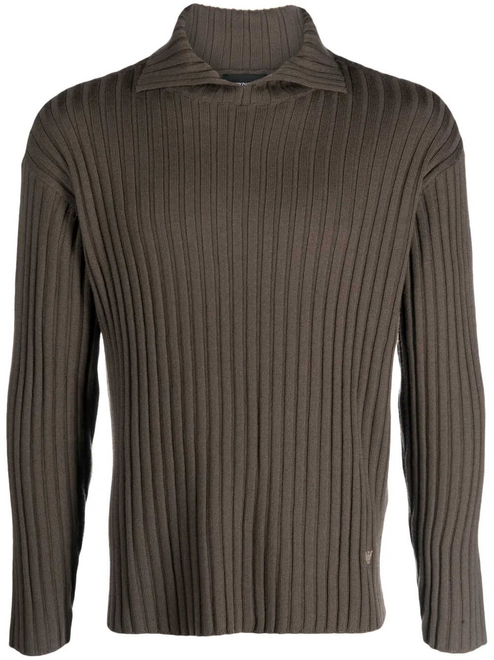 Emporio Armani Logo-patch Virgin Wool Jumper In Brown