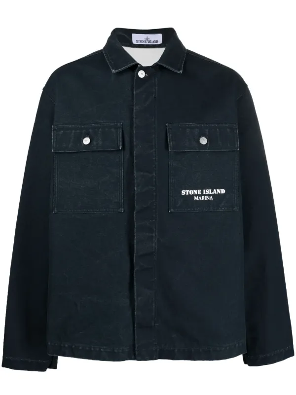 Stone Island logo-embroidered Denim Jacket - Farfetch