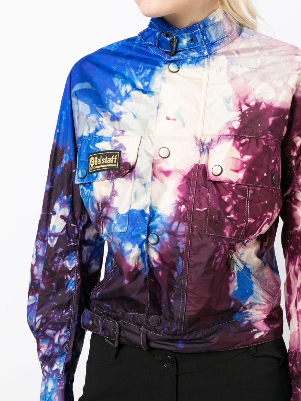 Shop Stain Shade Graphic-print Patch-detail Jacket In Blue