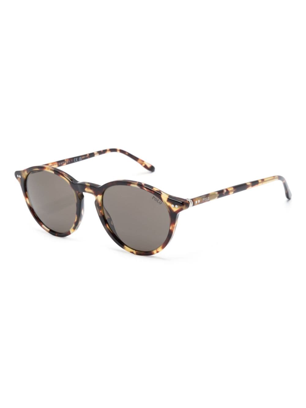 Shop Polo Ralph Lauren Tortoiseshell-effect Round-frame Sunglasses In Schwarz