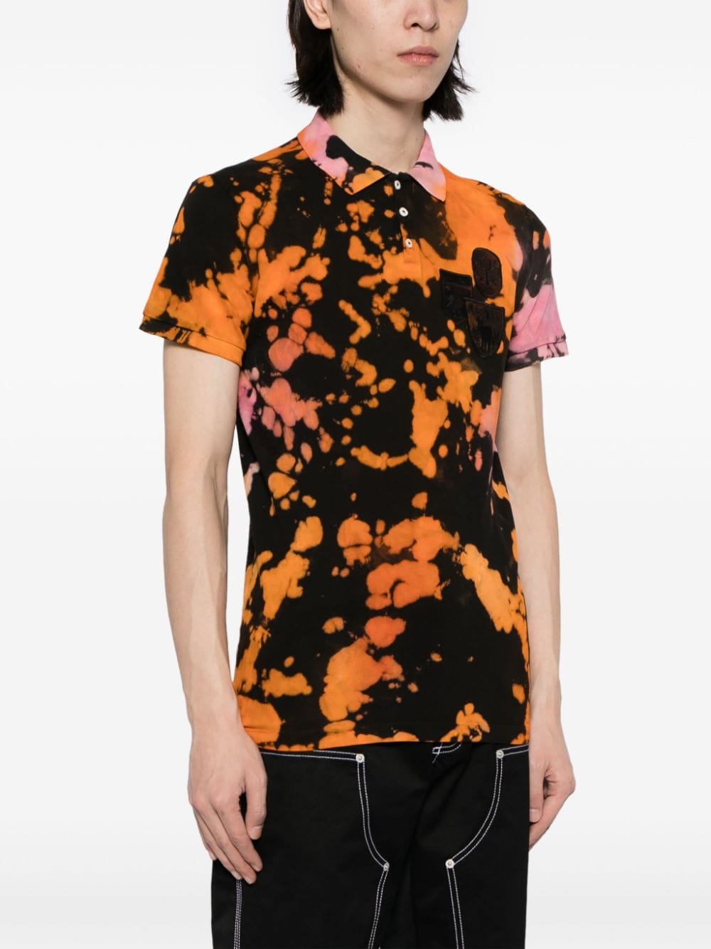 Shop Stain Shade Tie-dye Cotton Polo-shirt In Multicolour