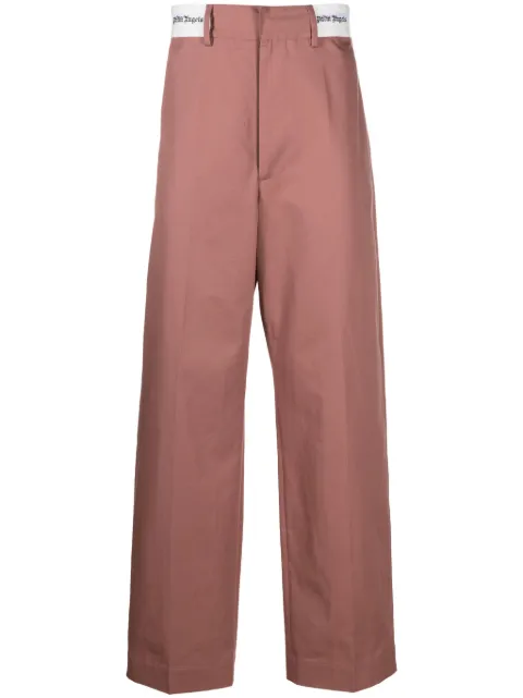 Palm Angels logo-waist cotton trousers