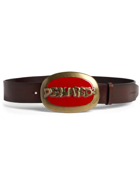 DSQUARED2 logo-buckle leather bet Men