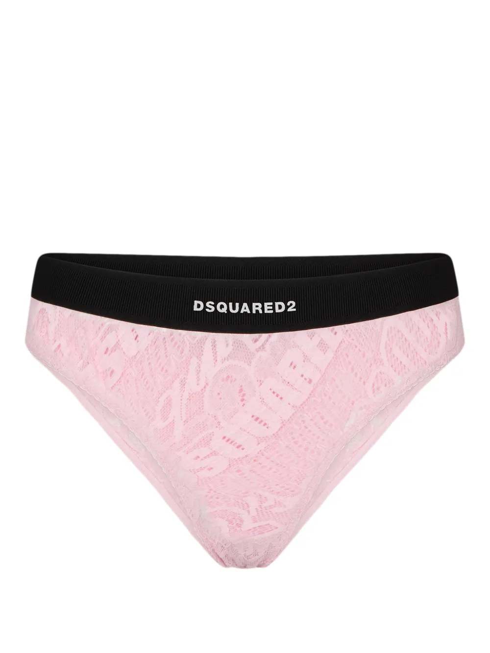 Dsquared2 Logo-embroidered Lace Briefs In Pink