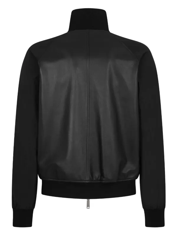 DSQUARED2 Panelled Leather Track Jacket | Black | FARFETCH