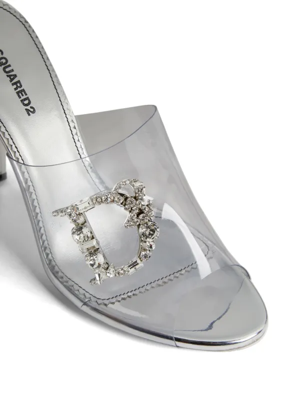 DSQUARED2 crystal-embellished Logo Mules | Silver | FARFETCH