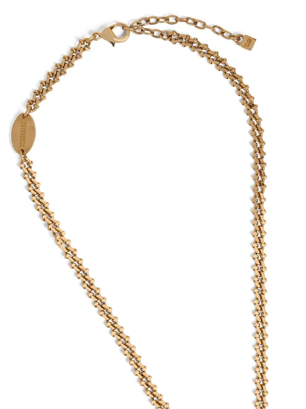 【送料&関税込】Dsquared2 Logo Necklace DSQUARED2 DSQ2 logo-pendant Chain Necklace | Gold | FARFETCH