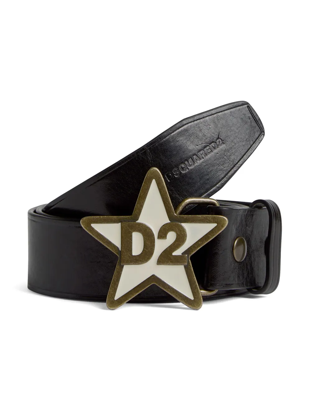 Affordable DSQUARED2 logo-engraved buckle leather belt Men