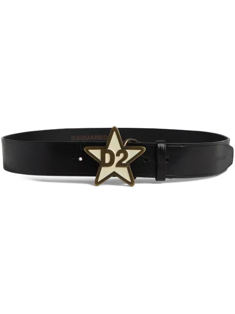 DSQUARED2 logo-engraved buckle leather belt Men