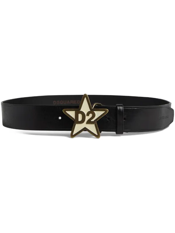 DSQUARED2 ブラックレザーベルト DSQUARED2 ロゴバックル レザーベルト | ブラック | FARFETCH JP