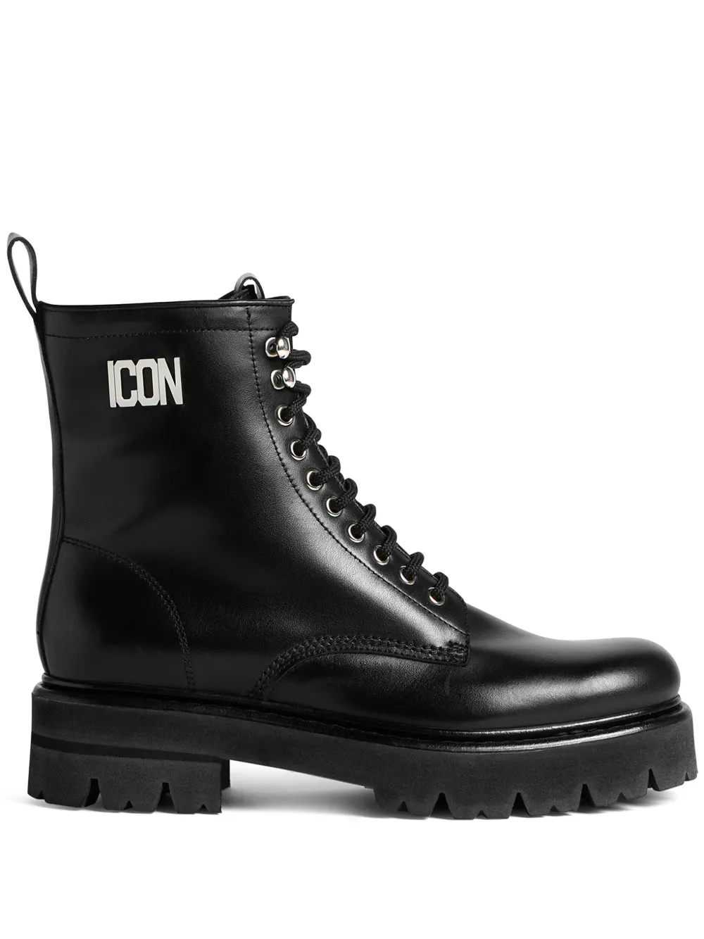 Shop Dsquared2 Icon Plaque Combat Boots In 黑色