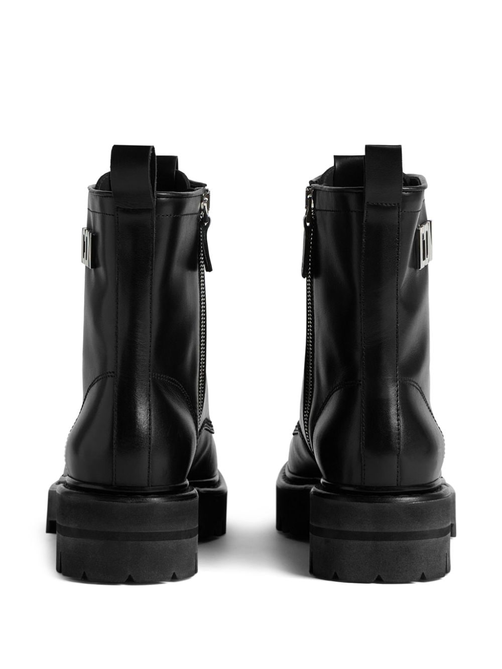 Shop Dsquared2 Icon Plaque Combat Boots In 黑色