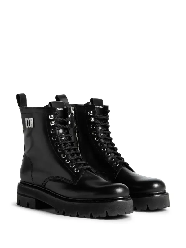 DSQUARED2 Iconプレート コンバットブーツ | ブラック | FARFETCH JP