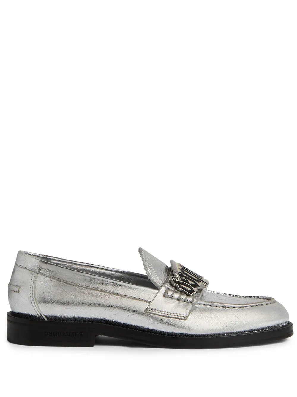 Dsquared2 Gothic Metallic-finish Leather Loafers In 银色